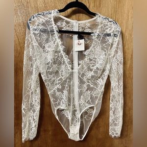 Be Wicked, Long Sleeve Lace Body Suit From Dujor Boutique NWT